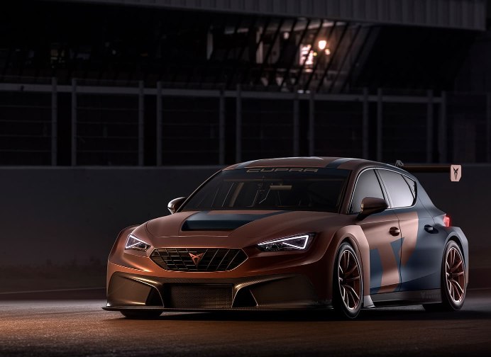 new CUPRA Leon competicion racing car shaped with 3d printing technology front side view