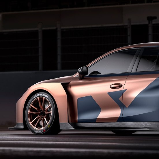 new CUPRA Leon competicion racing car with multi jet fusion technology side view